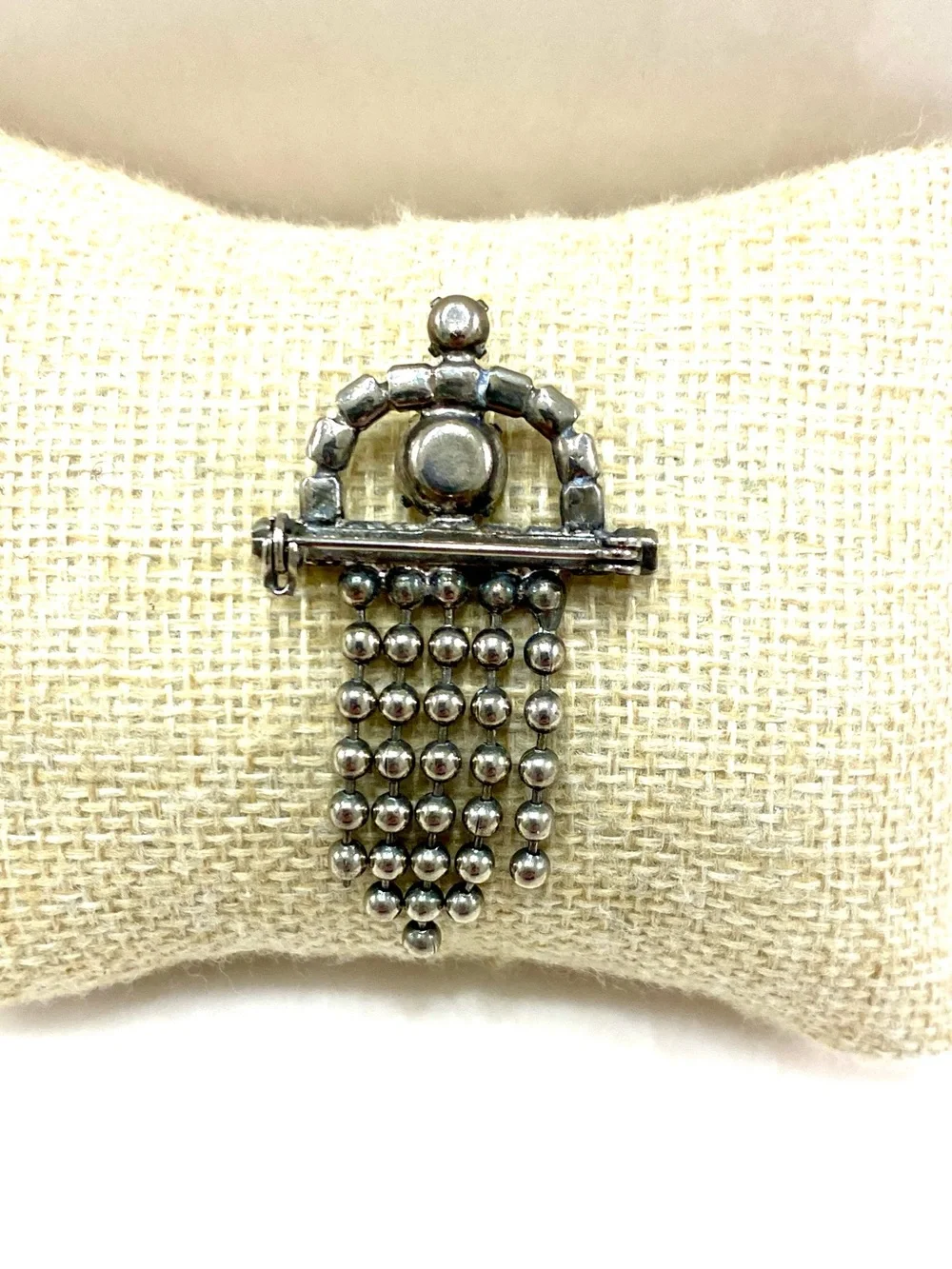 Vintage Silver Crystal Cascade Fringe Brooch